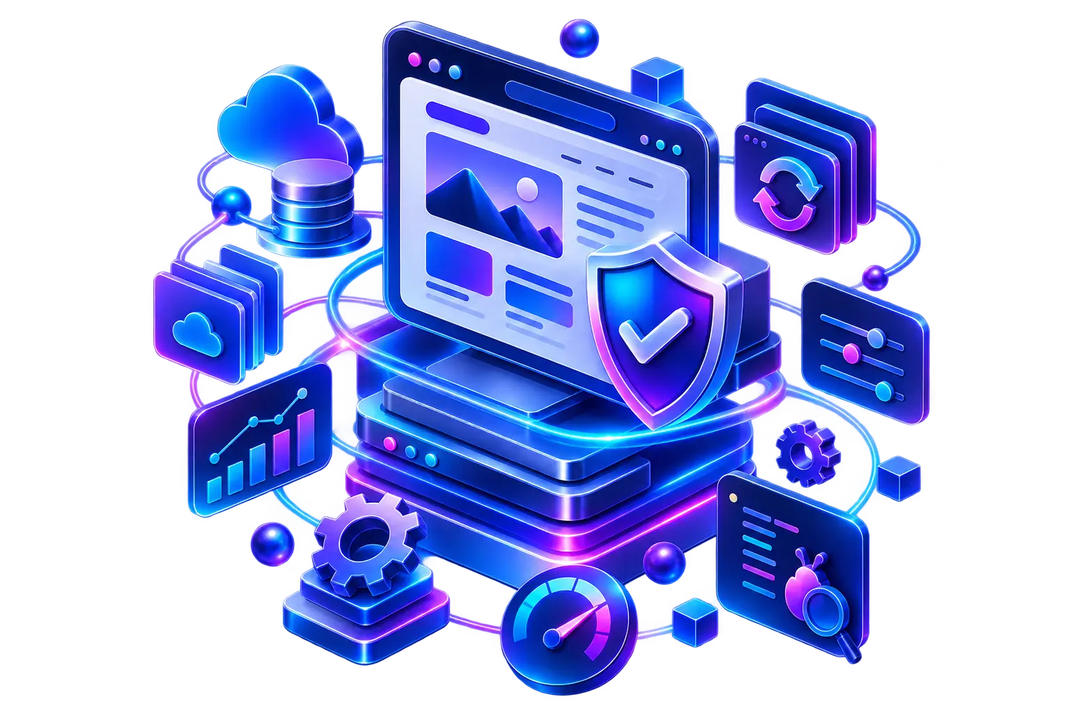 Website maintenance and support service illustration
